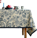 ISAENNE Designer French Linen Table Cloth for Rectangle Table,Blue Floral Washable Indoor Tablecloth,Durable Home Decor Tablecloths for Dining Thanksgiving Kitchen Party Christmas,55"*79"-Ruyi B