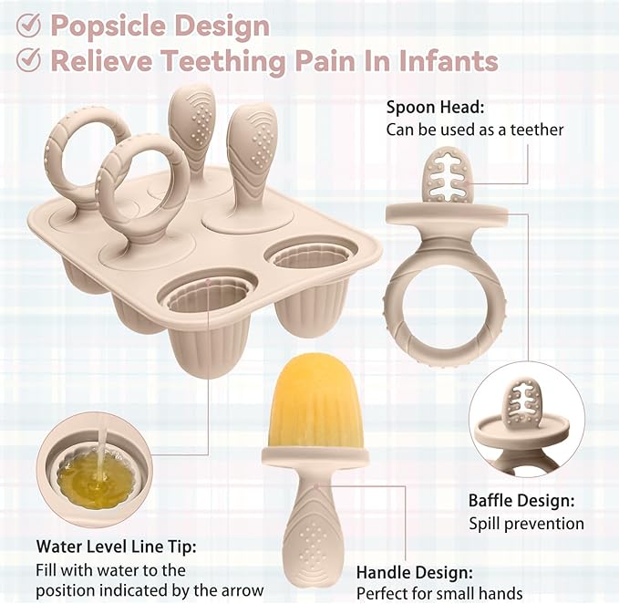 Silicone Toddlers Popsicle Molds with Sticks, 2Packs Mini Popsicles Molds for Baby Breastmilk Popsicle Molds for Teething Relief, Frozen Treats Maker Popsicle Maker Ice Pop Mold for Babies Kids