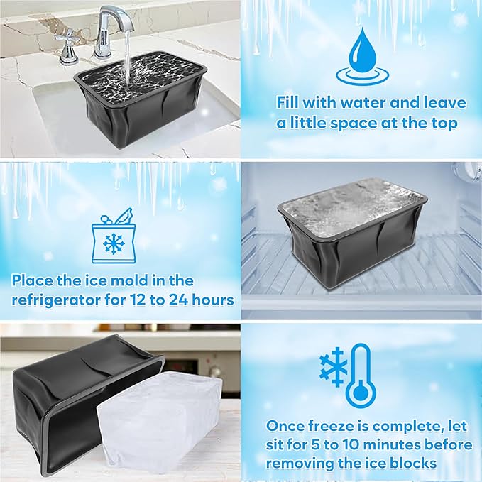 2 x 12 Lbs XXL Ice Molds | Silicon Ice Block Mold for Ice Baths | Cold Plunge Ice Molds | 12 Lb XXL Ice Block Mold | 11" x 7" x 5" Largest Ice Mold Available (2)