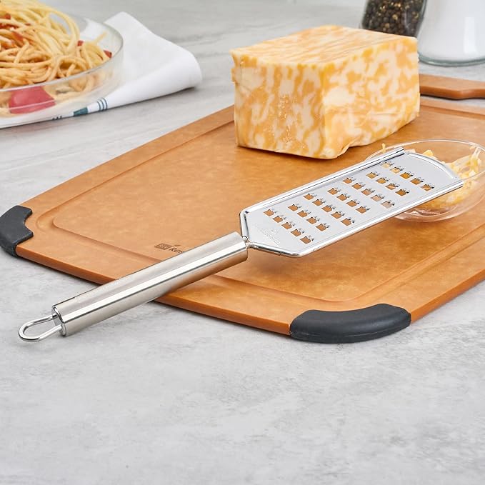 Restaurantware-German Standard Coarse Handheld Graters, 6 Flat Cheese Graters - Dishwashable, Durable, Stainless Steel Food Grater With Handle, Suitable For Potato, Carrot, Hard Cheese, And, More