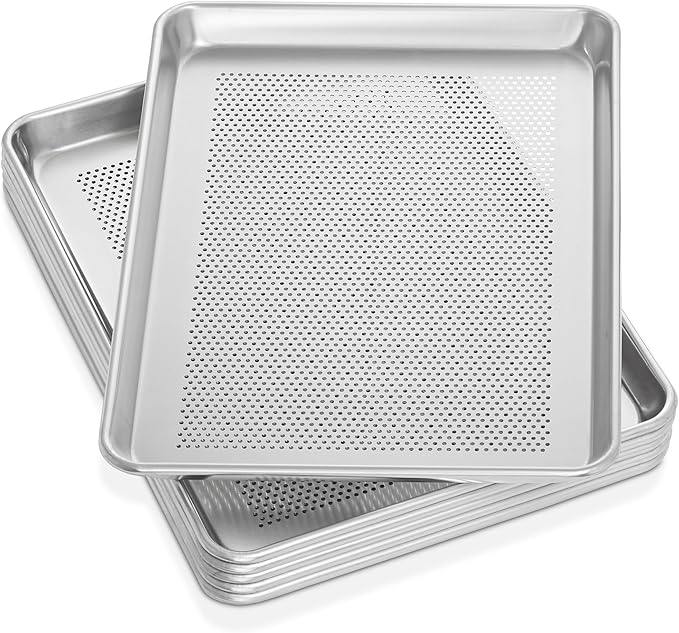 GRIDMANN 13" x 18" Commercial Grade Perforated Aluminum Baking Sheet Pan, Half Size Baking Tray - 6 Pans