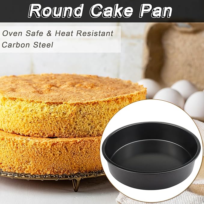 Round Cake Pans Set of 2, Non-stick Baking Cake Pan with 100 Pieces Parchment Paper, Dishwasher Safe Cake Baking Pans (8+9 Inch)