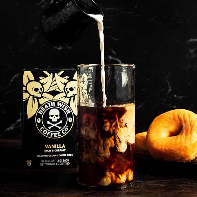 Death Wish Coffee, Single Serve Coffee Pods - Vanilla Pods (10 Count) (Pack of 2)