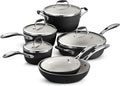 Tramontina 80110/525DS Gourmet Ceramica Deluxe Cookware Set, Non Stick Ceramic Interior, 10-Piece, Metallic Black, Made in Italy