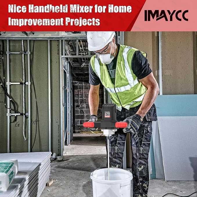 IMAYCC Cement Mixer 2100W, Portable Concrete Mixer, 110V Handheld Mud Mixer for Motar,Paint, Grout, Plaster, Thinset,Fodder Stirring Tool