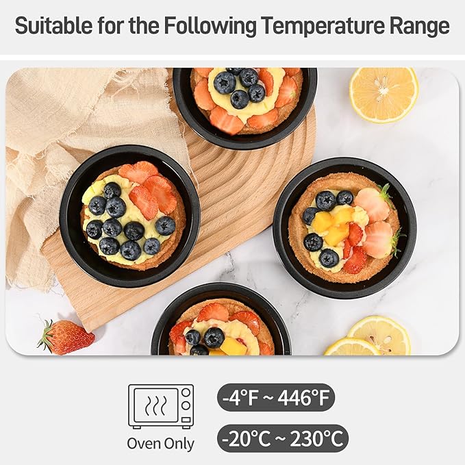 8 Pcs 4 Inch Mini Pie Pan Pie Tins Round Mini Tart Pans, Carbon Steel Mini Pizza Pan Nonstick Quiche Pans for Baking Small Bakeware Set for Oven & Dishwasher Safe