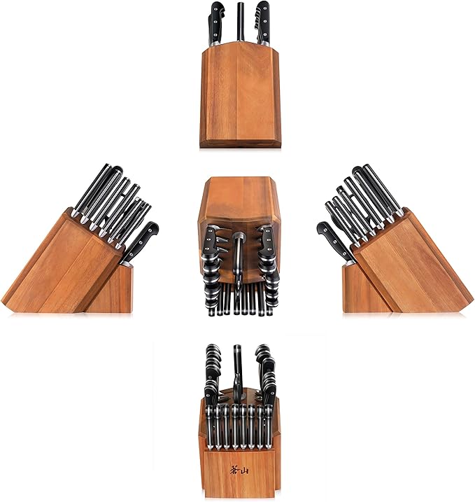 Cangshan V2 Series 1024128 German Steel Forged 23-Piece Knife Block Set, Acacia