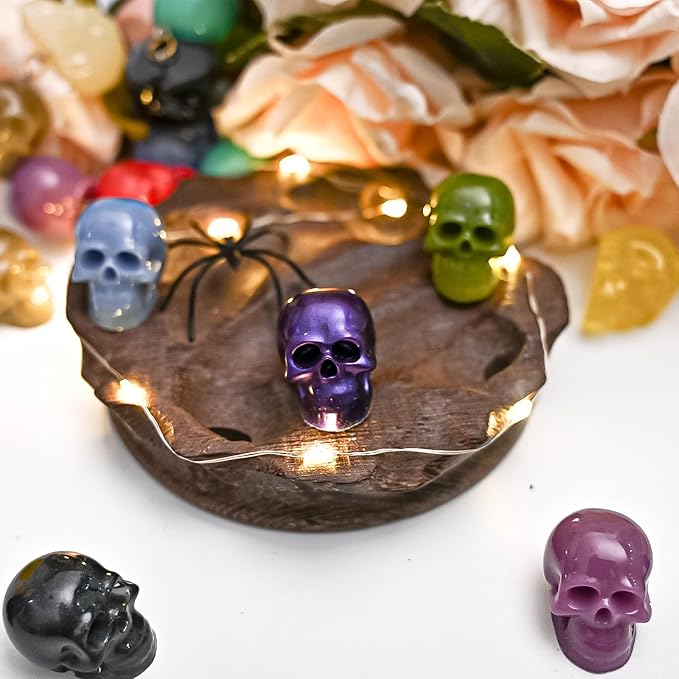 10 PCS Mini Skull Resin Molds, Halloween Silicone Molds for Epoxy Resin Casting Arts Crafts, Little Skull Molds for Keychain Bracelet Earrings Jewelry Cute Candle String Lights Making Halloween Decor