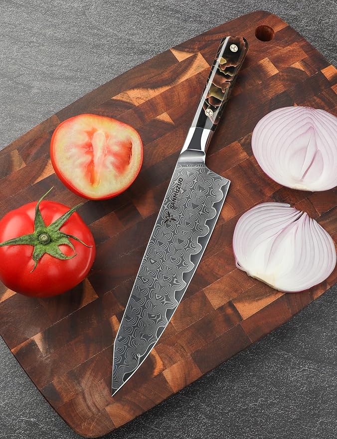 Kitchen Chef Knife 8 Inch, Professional Kitchen Knife, Ultra Sharp Damascus Powder Steel with Full-tang Resin Handle, Bi Series