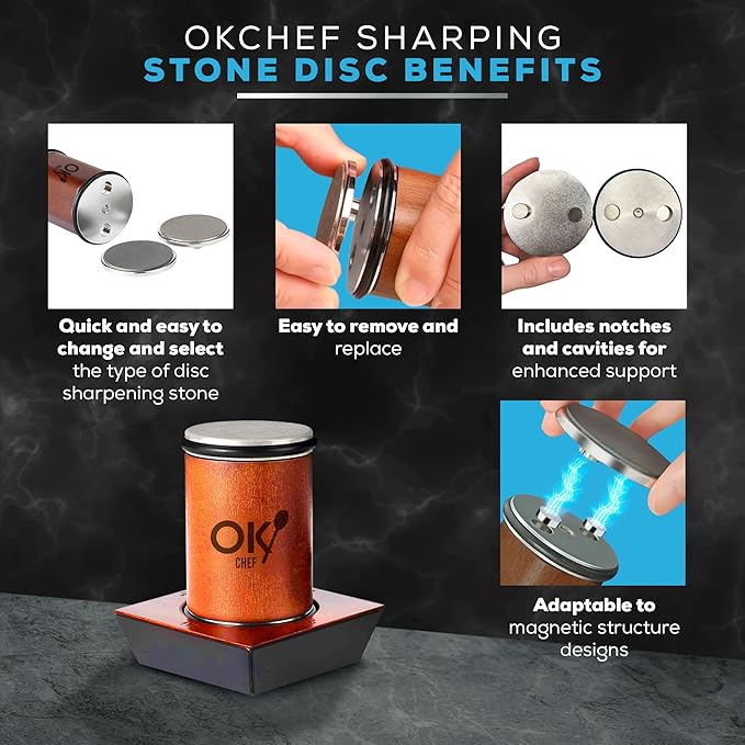 Rolling Knife Sharpener with doble side Leather Strop and 15,18, 20 & 22 Degree Angles -Knife Sharpener Kit- Roller Knife Sharpening System with Stand Holder Rust Rubber Eraser