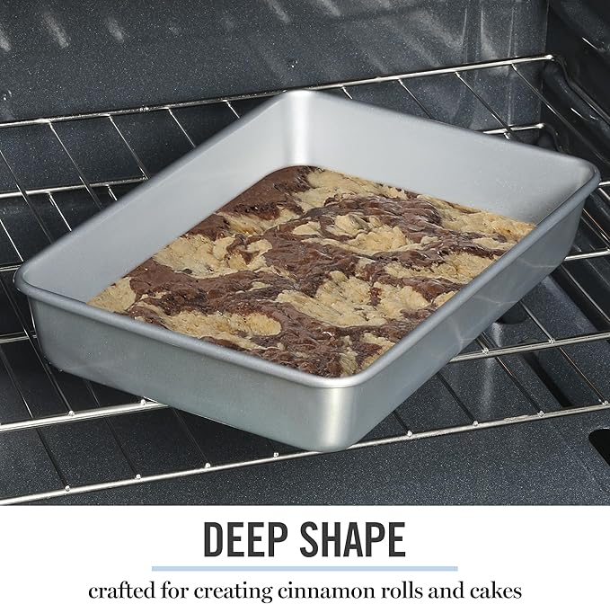 Martha Stewart Gallen 13 x 9 Inch Rectangular Nonstick Carbon Steel Cake/Baking Pan- Silver