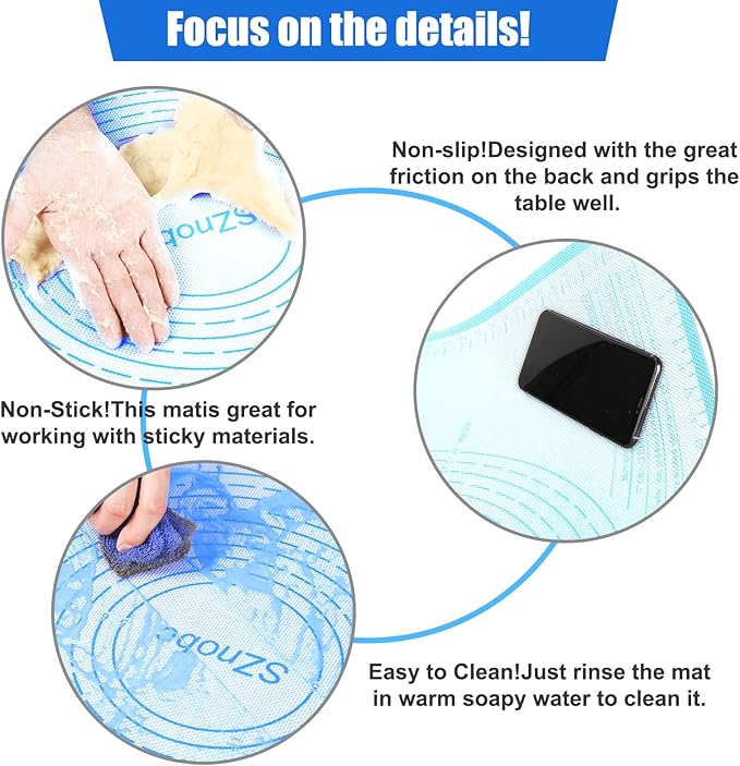 Non-slip Silicone Pastry Mat 34X26 inches Baking Mat with Measurement, Perfect for Dough, Pastry, Pie Crust, Fondant, Cookies, Bread, Pasta, Pizza, Counter Mats