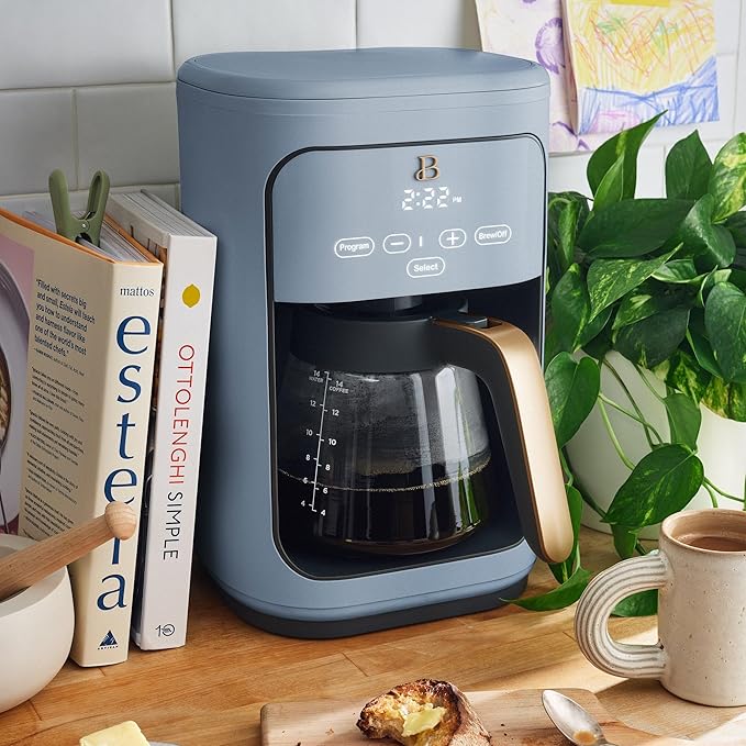 Beautiful Coffee Maker, 14-Cup, Touch-Activated Display, Programmable, Automatic Shut-Off, 1200W, Keep Warm, 24h Timer (Cornflower Blue)