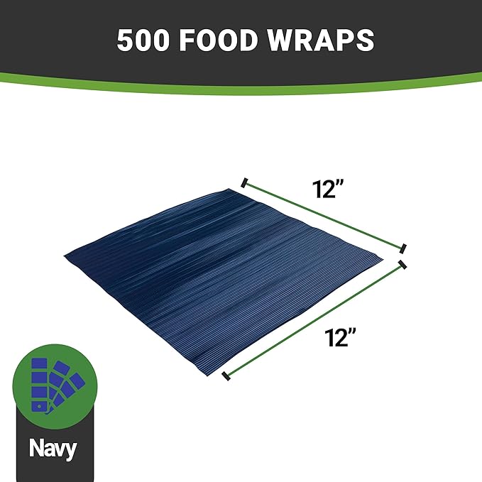 Restaurantware 12" x 12" Rippled Aluminum Foil Food Wrap and Fry Basket Liner: Perfect for Restaurant Take Out Bakeries and Food Trucks - Navy Foil Sandwich Wraps - 500-CT
