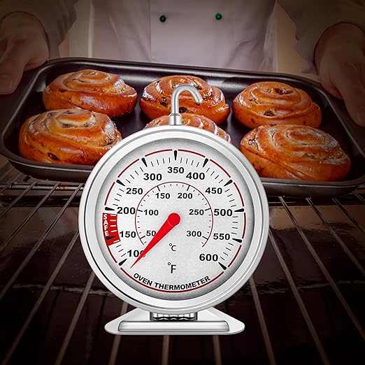 Oven Thermometer with Large 3" Dial | Accurate Oven Temperature Reading | Dual Scale 100°F-600°F & -40°C-310°C | for Gas/Electric Ovens, Grill, BBQ, Baking, Meat