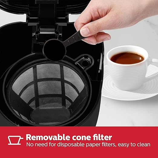 Holstein Housewares 5-Cup Programmable Coffee Maker, 25oz Drip Coffee Machine with Auto Brew Timer, Pause & Serve, Compact Design – Perfect for Home, Office & Dorm Use, Black