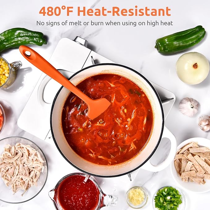 U-Taste 11.38" Silicone Baking Spatula: 480ºF Heat Resistant Food Grade Flexible Rubber Kitchen Bowl Scraper, Seamless Pastry Spreader for Mixing Stirring Scraping in Nonstick Cookware (Orange)