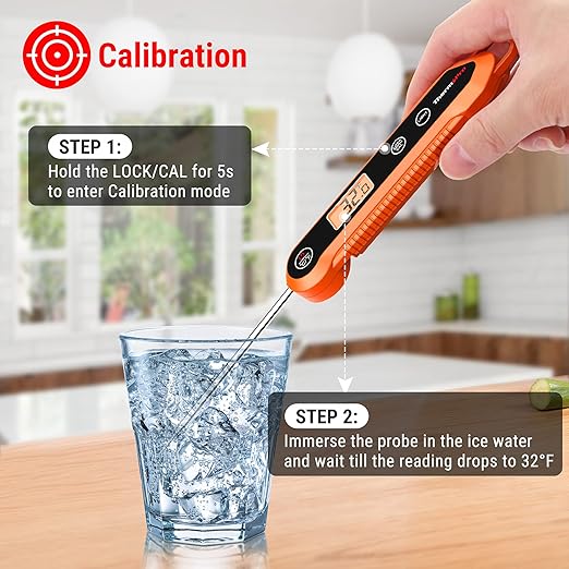 ThermoPro Digital Instant Read Meat Thermometer for Grilling Waterproof Kitchen Food Thermometer with Calibration & Backlight Smoker Oil Fry Candy Thermometer with Temperature Indicators