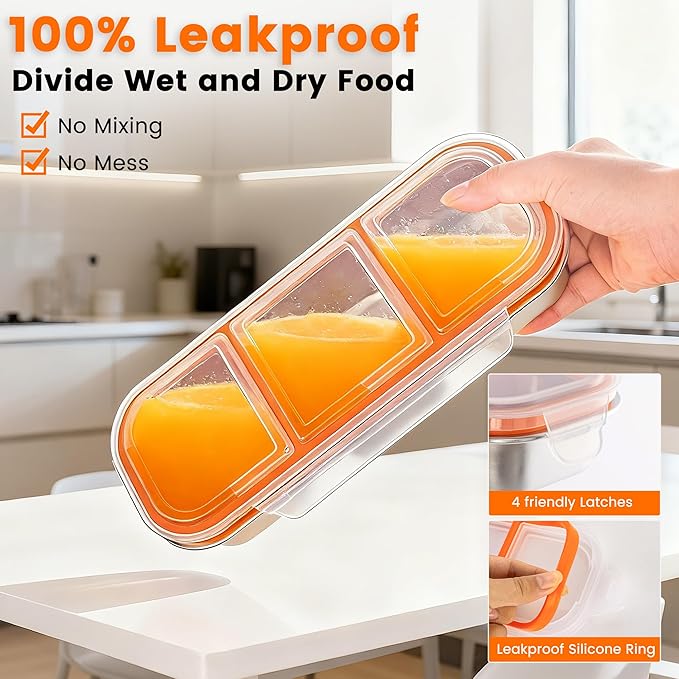 Bandesun Stainless Steel Snack Containers for Kids & Adults, 3 Pack Leek Proof Metal Bento Lunch Box with with lids, Lunchable Containers for Travel, School, Home - Stackable Bento Snack Box