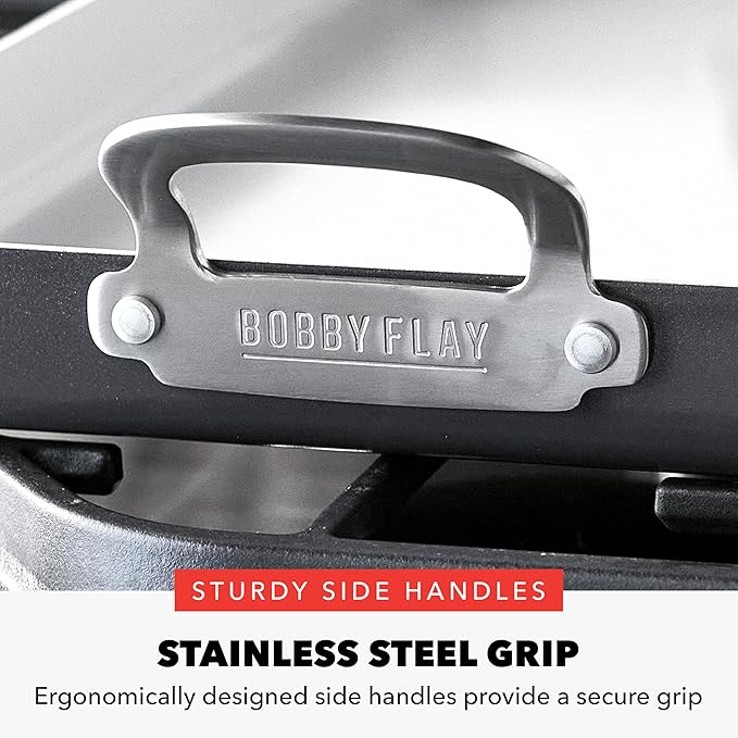 GreenPan x Bobby Flay 18" x 11" Nonstick Double Burner Griddle, PFAS-Free Ceramic Double Stovetop Skillet, Stainless Steel Handles, Dual-Use Cooking, Easy Clean Dishwasher & Oven Safe Pan, Gray