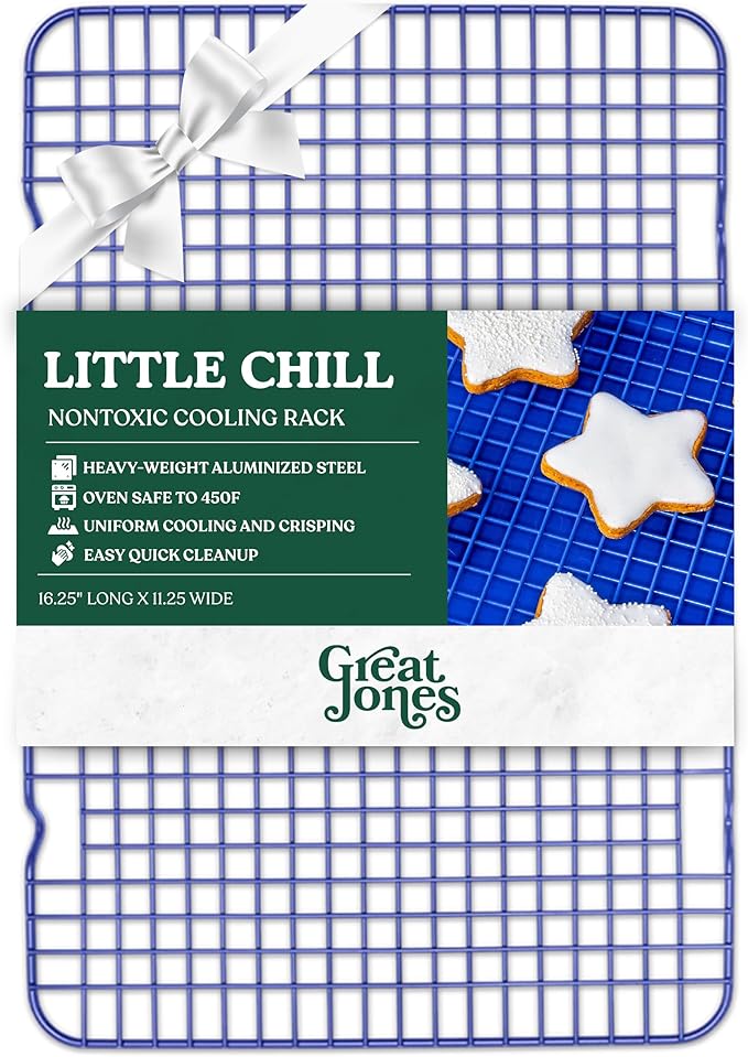 Great Jones Little Chill Wire Cooling Rack (Blueberry) | Nonstick Baking Rack, Heavy-Duty Aluminized Steel | Fits Quarter-Sheet Pans for Cooking and Baking | Oven-Safe 450°F, Dishwasher-Friendly