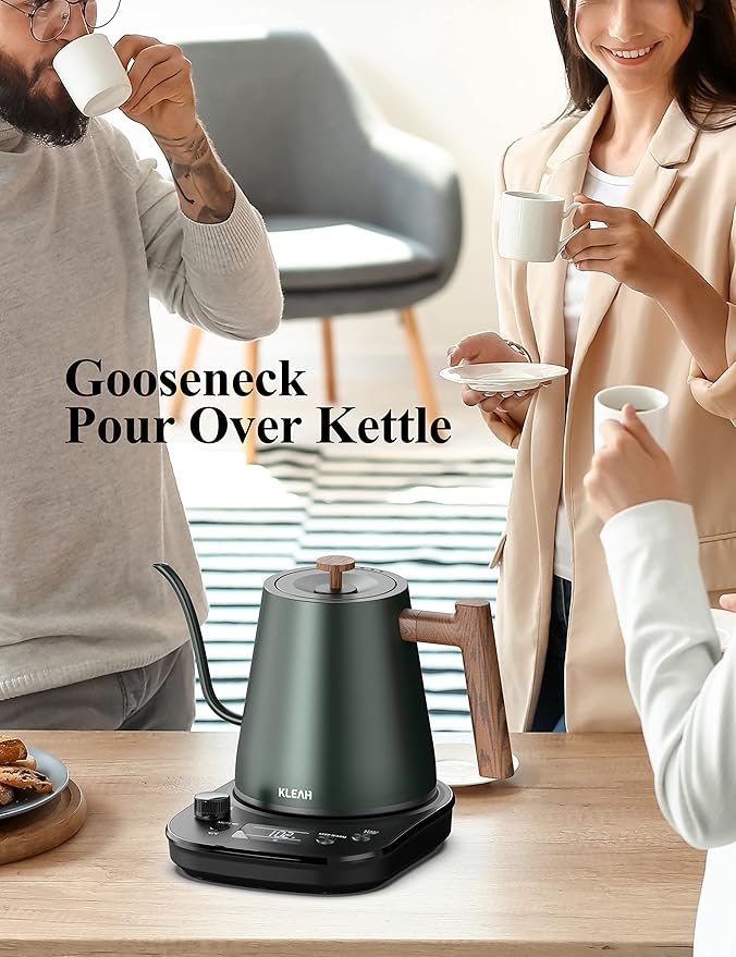 KLEAH Gooseneck Electric Kettle with Temperature Control - 0.8L Automatic Shut Off Tea & Coffee Kettle, Hot Water Boiler Pour Over Coffee Kettle, 1200W Quick Heating Keep Warm, Green