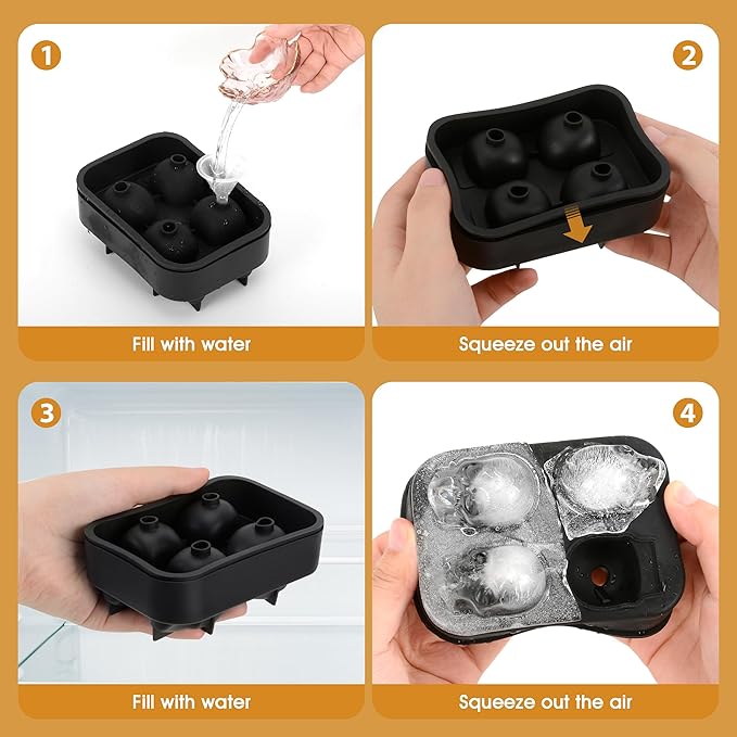 Ice Cube Tray Skull Shaped Silicone Ice Cube Molds Essential Bartender Accessory for Whiskey Cocktail Bourbon Lovers Eco Friendly Ice Cube Tray(2Pcs）