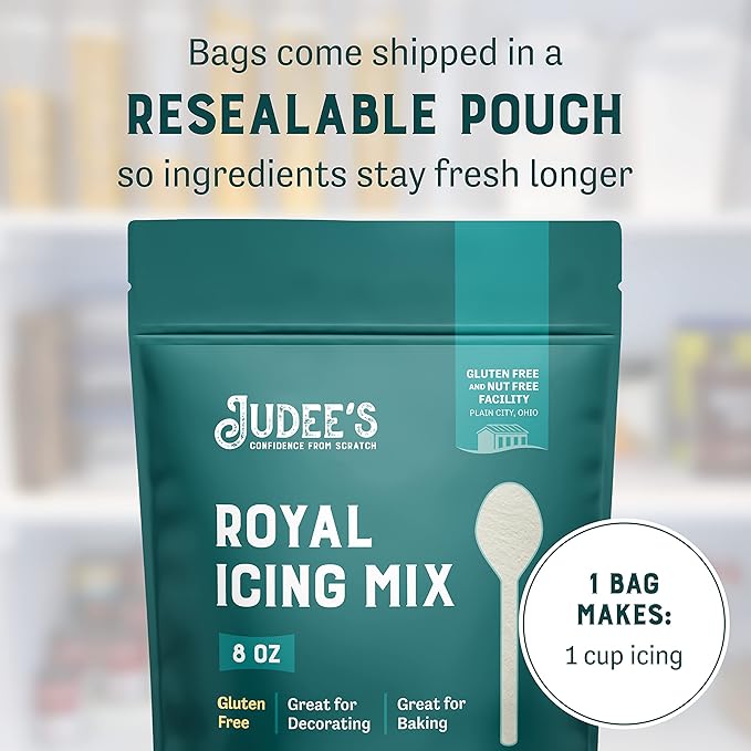Judee's Gluten Free Royal Icing Mix - Easy Mixing with Meringue Powder - For Sugar Cookie Decorating & Cookie Icing - Gluten Free Meringue Powder & Nut Free Baking Mix - 8 Oz