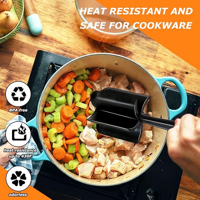 2 Pack Multifunctional Meat Masher ，Hamburger Chopper, Potato Masher,Ground Beef, Kitchen Tool (Black&Green)