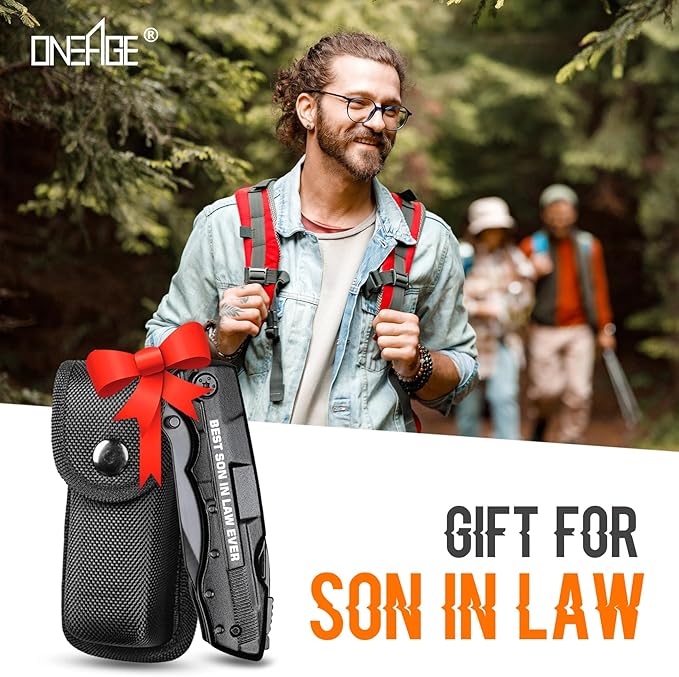 Son in Law Gifts, Multitool Knife, Gifts for Son in law, Christmas Practical Gift, Son’s Birthday Presents, Son-in-law Gift for Camping, Hiking, Fishing, 20 in 1 Multitool