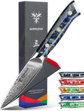 3.5 Inch Paring Knife - Kitchen Fruit Vegetable Knife Damascus Steel & Resin Handle - Xuan Series (Starry Black)