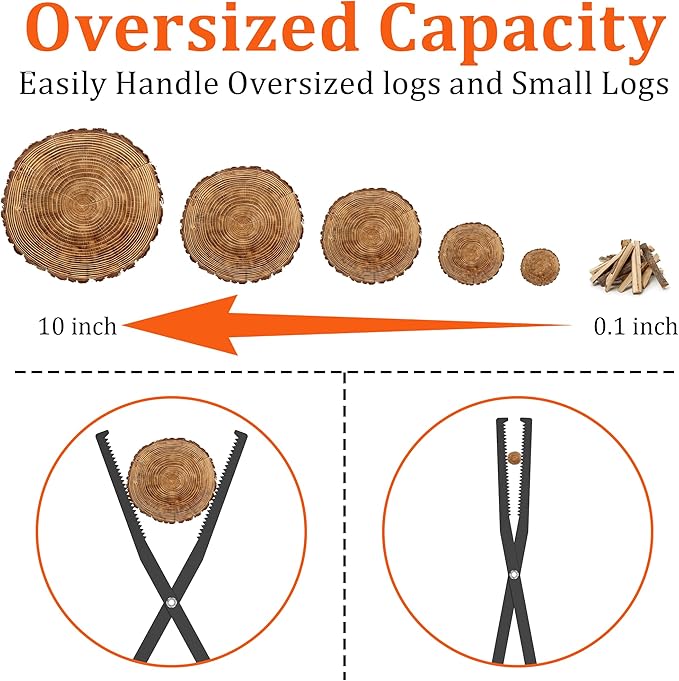 GARVIN Heavy Duty Fire Tongs & Poker Set, 27.7" Long-Handle Carbon Steel Log Grabber with Serrated Grip, Fire Tools Sets For Fire Pit & Fireplace, Wood Stoves, Campfires, Bonfires & BBQ Grills
