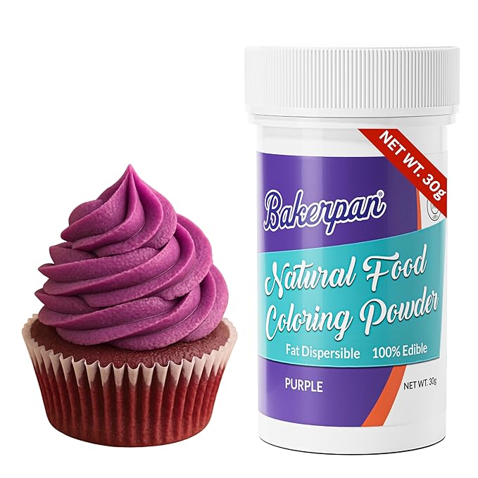 Bakerpan Purple Oil-Based Natural Food Coloring Powder for Baking - 30 g - Plant-Based, Dye-Free Coloring for Buttercream Frosting, Chocolate, Candy Color, Icing, Cakes
