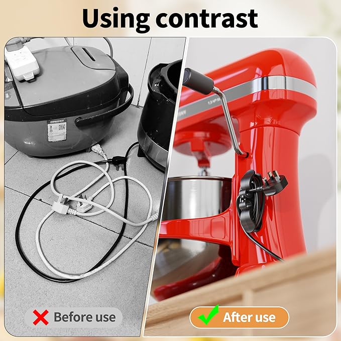 6PCS Upgraded Cord Organizer for Appliances, Kitchen Appliance Cord Organizer Stick On, Appliance Cord Wrappers, Cord Holder, Cord Winder for Air Fryer, Blender, Coffee Maker, Pressure Cooker, Toaster