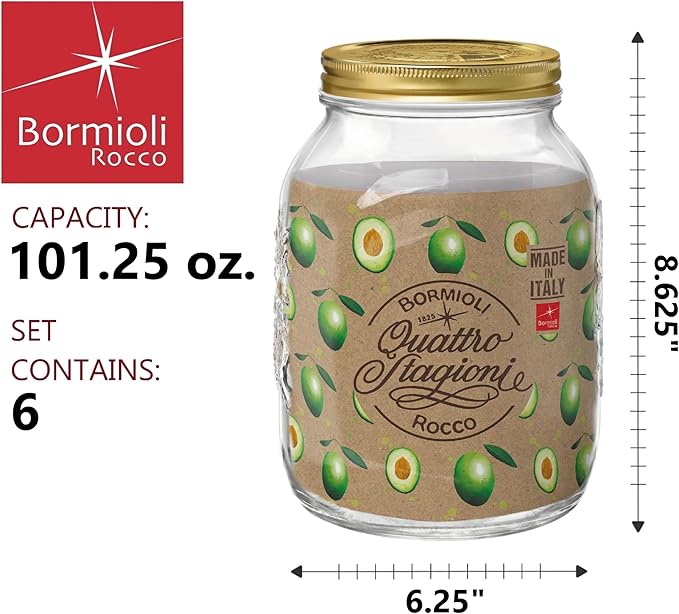 Bormioli Rocco Quattro Stagioni Maxi Collection - Gallon Jar - 3.78 Liter (128 oz.)