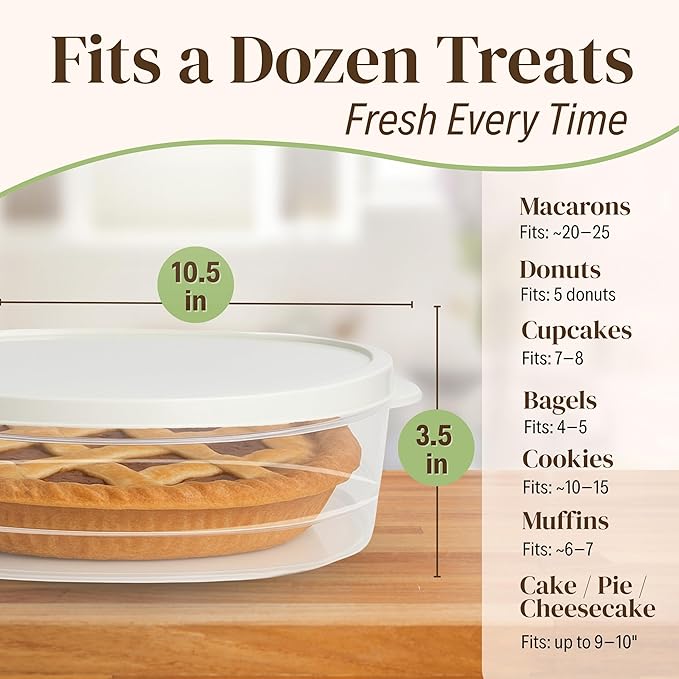 Evelots 4-Pack 10-Inch Airtight Food Storage Container with Lid - Portable Carrier for Pies, Cakes, Cupcakes & More - BPA-Free Clear Plastic - Secure & Easy Transport