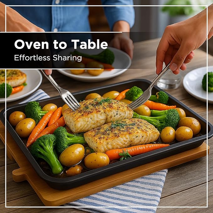Wrenbury Jelly Roll Pan 15x10 - Carbon Steel DuraQuartz Non Toxic Large Baking Sheet - ⅔ Sheet Pan for Cookies