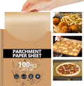100PCS Thickened Precut Parchment Paper Sheets, 16×24 In Heavy Duty Non-Toxic Oven Liners for Bottom of Oven for Baking, Grilling, Steaming, Non-Stick & Comes in Convenient Packaging, Brown
