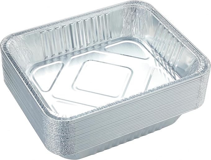 Aluminum Pans 9x13 Disposable Foil Pans (20 Pack) Half Size Deep Steam Table Pans Heavy Duty Extra Thick for Baking, Cooking, Roasting, Heating, Serving & Lining Steam-Table Trays