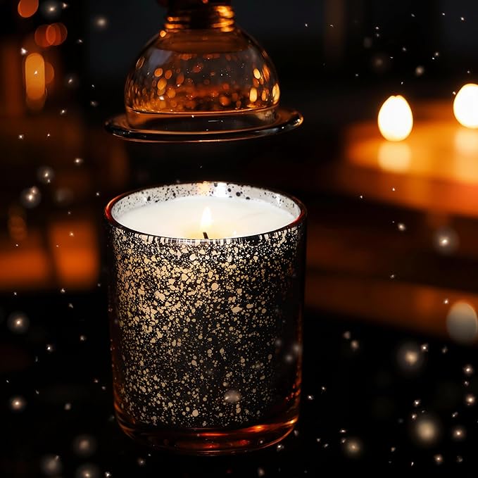 10 OZ Thick Candle Jars for Making Candles 15 Pcs, Empty Jars with Wood Lids for Candle Making, Sample Container, Rose Gold
