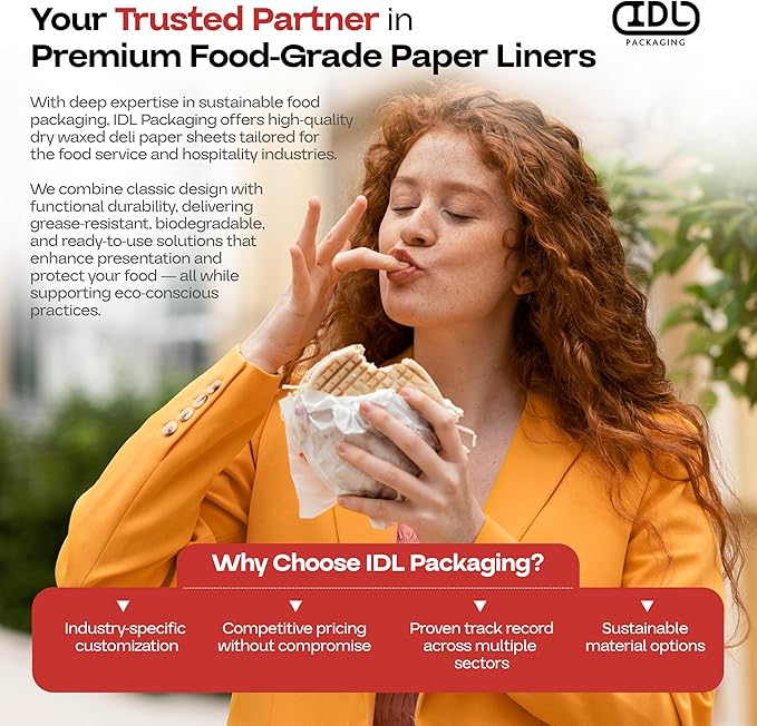 Brown Deli Paper Sheets, 12" x 12" (1000 pcs.) - USA-Made Premium Food Basket Liners - PFAS-free Grease Resistant Deli Paper Sheets for Snack & Baking Wrap, Picnic & Party by IDL Packaging