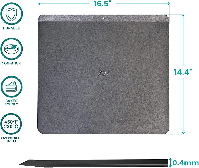 Baker's Secret 2pcs Insulated Cookie Sheet Cookie Tray 16" x 14", Carbon Steel Insulated Double Wall, for Baking Roasting Cooking, Dishwasher Safe Home Baking Supplies PFOA, PFOS, PTFE free