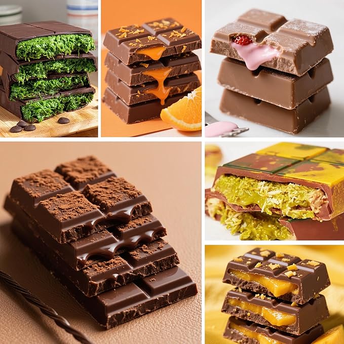 Silicone Chocolate Bar Mold - Non-Stick Durable Deep Dubai Chocolate Molds for Candy Bars, Dubai Pistachio, Energy & Protein Bars (10 Snap), Dishwasher Safe