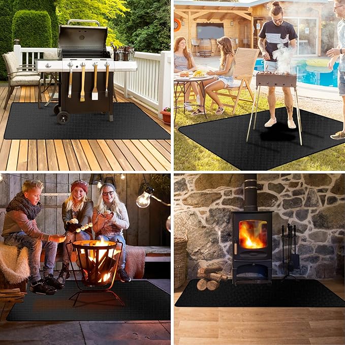 48X36in Grill Mats for Outdoor Grill,Waterproof,OilProof,Fireproof,Fits Most Grills, Smokers, Griddles and Outdoor Charcoal, Flat Top,Deck and Patio Protector