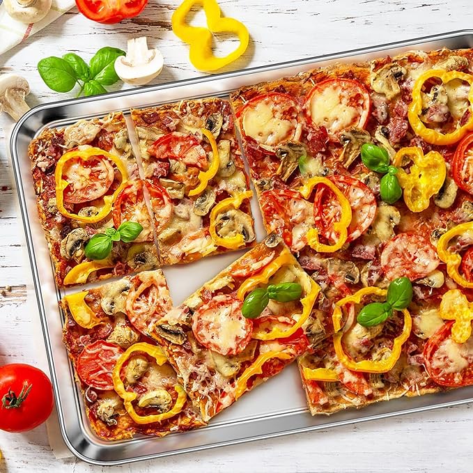 Homikit 1 Pack Baking Sheet, 20 x 14 Inches Stainless Steel Large Cookie Pan, Heavy Duty Metal Sheet Tray for Oven Baking Roasting Cooking, Rustproof & Nonstick, Dishwasher Safe