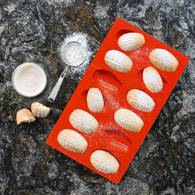 Madeleine Pans for Baking, Non-stick Silicone Madeleine Cookies Trays for Baking, 3Pcs Shell Shape Madeleine Mold Cake Pans (Mini(12-Cavity))