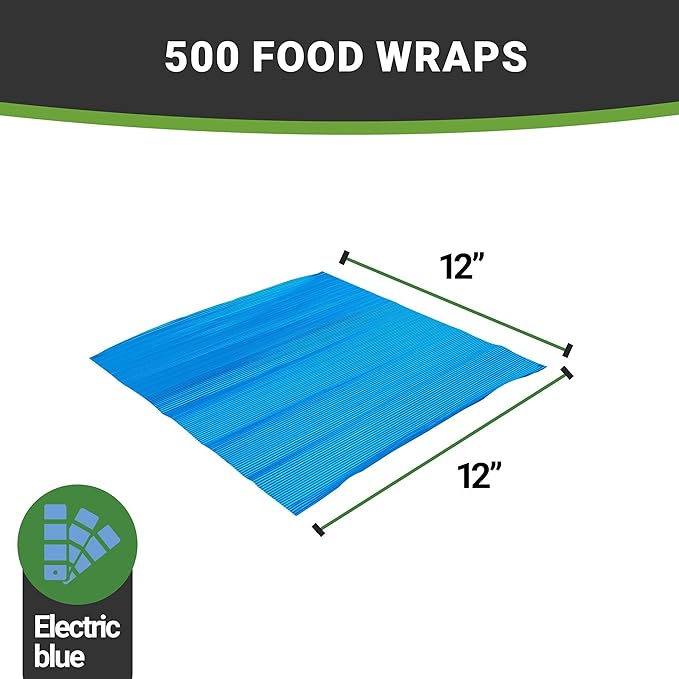 Restaurantware 12" x 12" Rippled Aluminum Foil Food Wrap and Fry Basket Liner: Perfect for Restaurant Take Out Bakeries and Food Trucks - Electric Blue Foil Sandwich Wraps - 500-CT