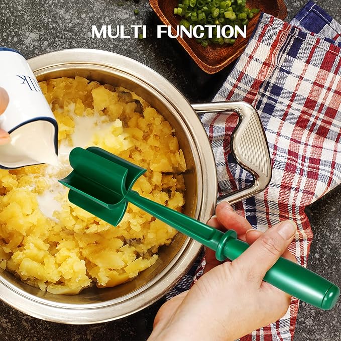 2 Pack Multifunctional Meat Masher ，Hamburger Chopper, Potato Masher,Ground Beef, Kitchen Tool (Black&Green)