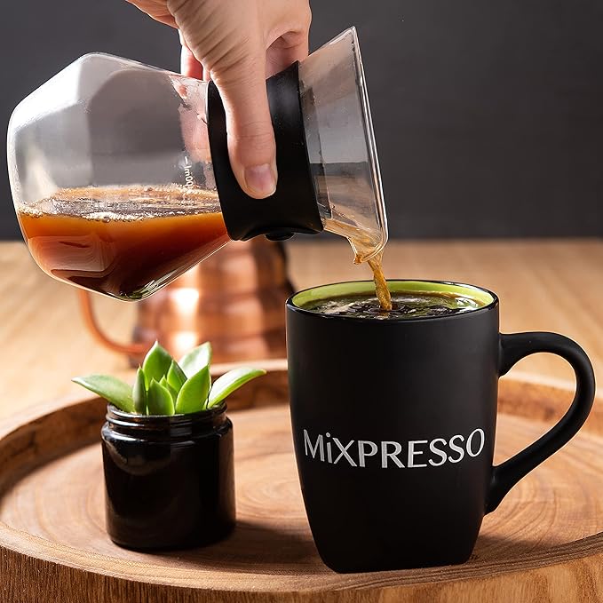 Mixpresso Pour Over Coffee Maker Set Glass Carafe Borosilicate White Protective Silicone Sleeve, Pour Over Coffee Dripper Brewer With Double-layer Stainless Steel Filter 13.5 Oz