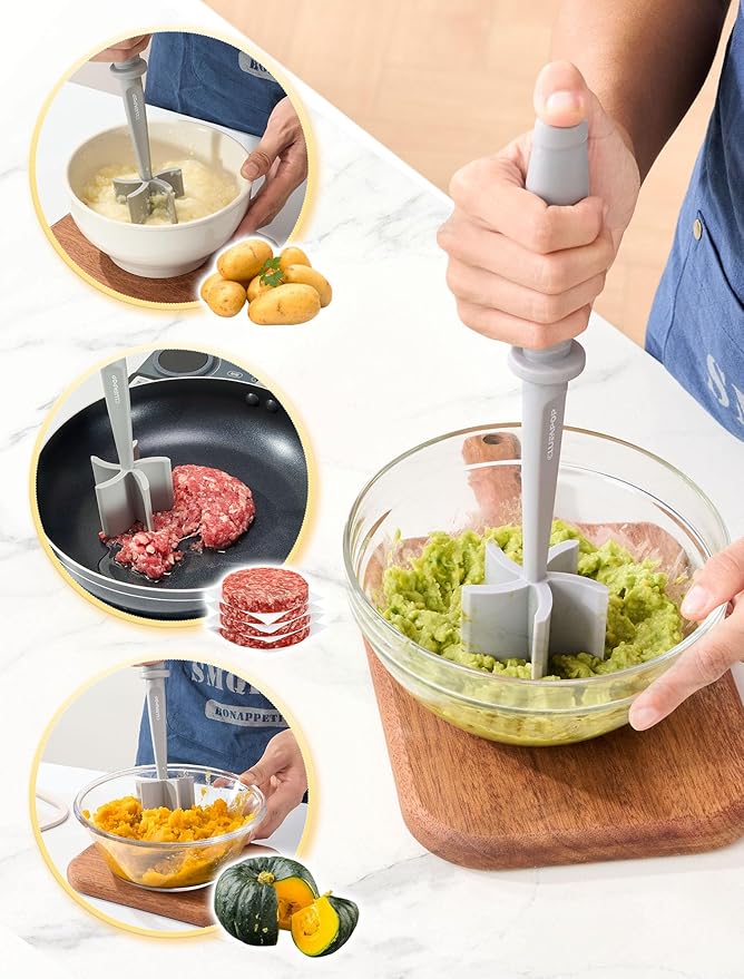 Premium Meat Chopper for Ground Beef - CLUEAPOP Heat Resistant Meat Masher - Kitchen Tools & Gadgets - Ground Beef Smasher - Non Stick Hamburger Chopper - Cook Ground Meat with Easy